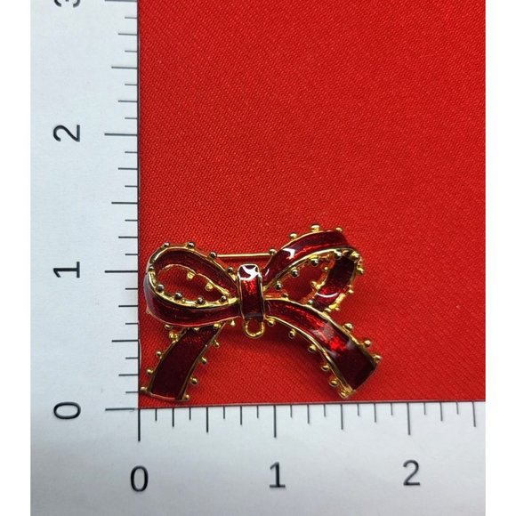 Christmas Pins/ Brooches Set of 2 Christmas Teddy Bear & Red Bow Pins - Picture 8 of 10